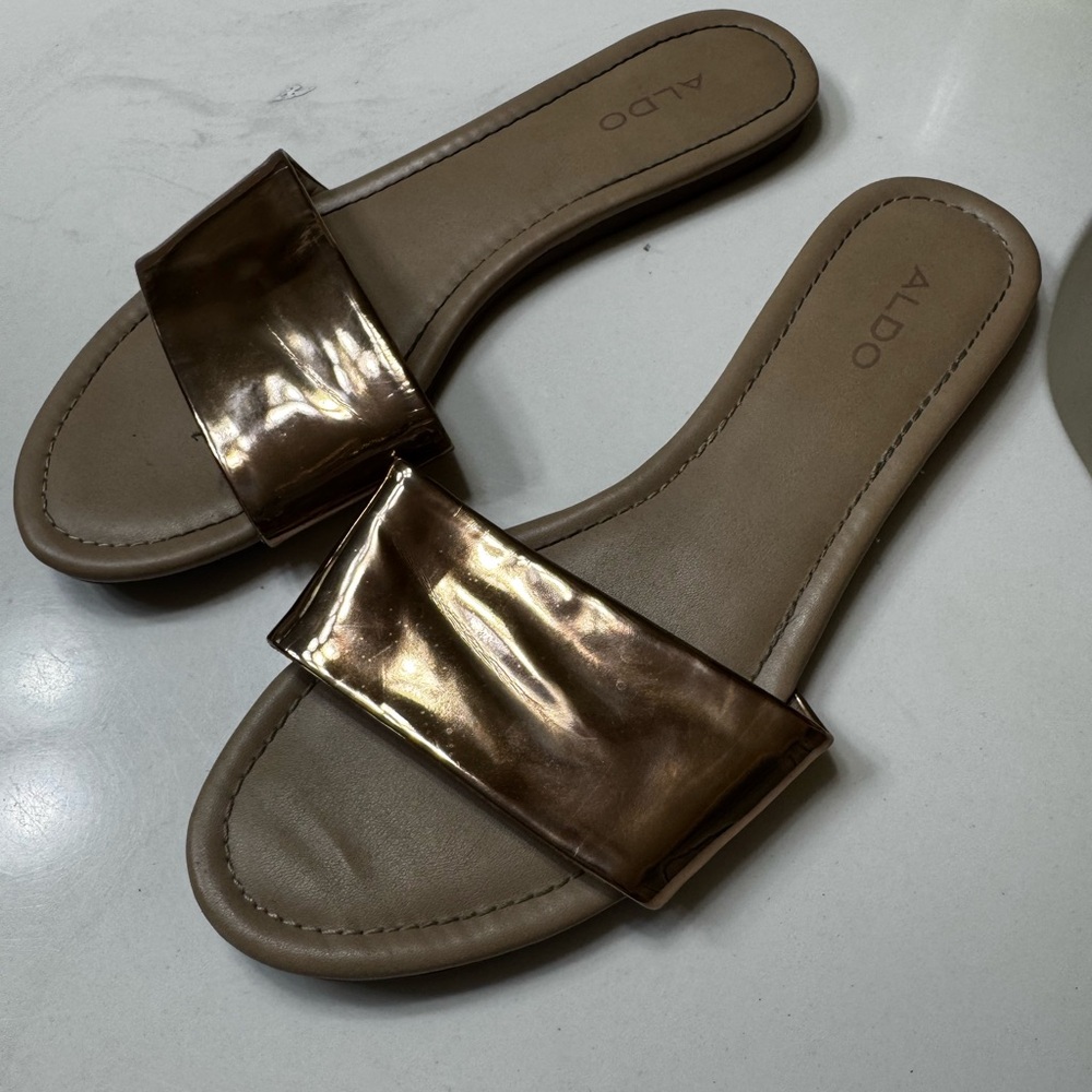 Aldo Women's Bronze Slide Sandals